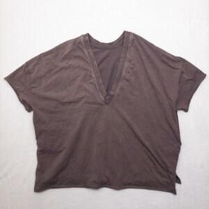 FP Movement Hot Shot Reversible Top Womens Medium Brown Oversized V Neck